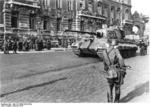 German troops and Tiger II heavy tank on a Budapest street, Hungary, Oct 1944, photo 1 of 2