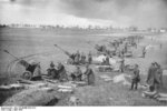 Soviet ZiS-3 guns bombarding German positions near Seelow Heights, Berlin, Germany, 16-19 Apr 1945, photo 2 of 2