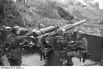 German paratroopers manning a 7.5 cm Flak 264/3(i) anti-aircraft gun, San Felice Circeo, Italy, 26 Dec 1943, photo 1 of 6