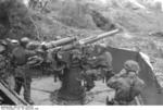 German paratroopers manning a 7.5 cm Flak 264/3(i) anti-aircraft gun, San Felice Circeo, Italy, 26 Dec 1943, photo 2 of 6