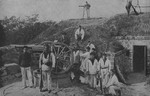 French naval infantrymen with 75mm gun, near Paris, France, Jan 1915