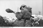 German soldier with Panzerfaust, southern Ukraine, Dec 1943-Jan 1944, photo 1 of 2