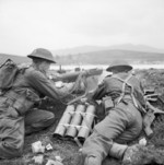 British PIAT team on exercise at a firing range in Tunisia, 19 Feb 1943