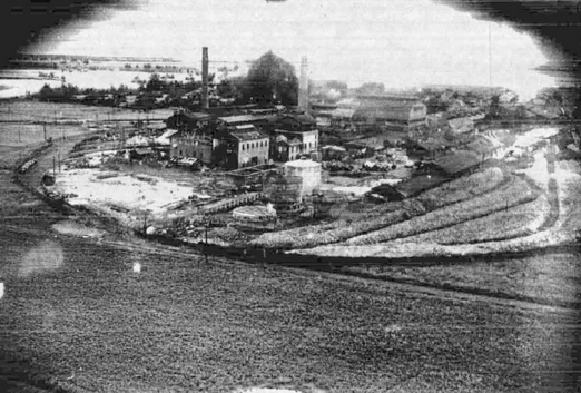 Sugar refinery at Suantau, Kagi (now Suantou, Chiayi), Taiwan under parafrag attack by two USAAF B-25J bombers, 2 Jun 1945, photo 1 of 3