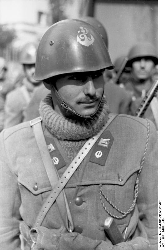 Italian Social Republic naval infantryman, Nettuno, Italy, Mar 1944, photo 1 of 2