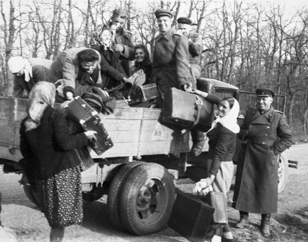 Russian Nurses serving in Austria returning to Russia after the European War, 1 Jun 1945