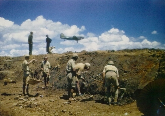 Maintenance work at the Kunming airfield in Yunnan Province, China, circa 1944