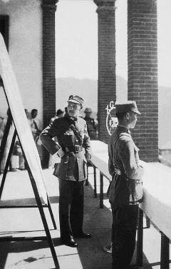 Chiang Kaishek announcing the start of a war of resistance against the Japanese invasion, Lushan, Jiangxi Province, China, 10 Jul 1937, photo 1 of 3