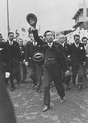 Emperor Showa visiting Kurume, Fukuoka, Japan, 28 May 1949