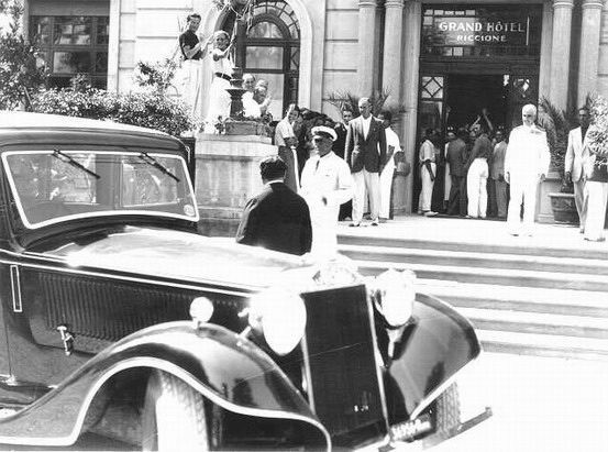 Benito Mussolini at the Grand Hotel Riccione, Riccione, Italy, 1935