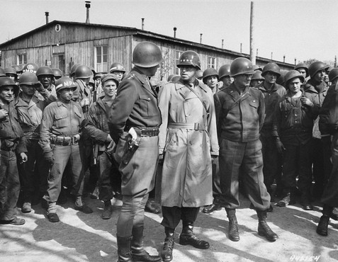 Patton and Bradley at the Ohrdruf Concentration Camp in Thuringia, Germany, 12 Apr 1945