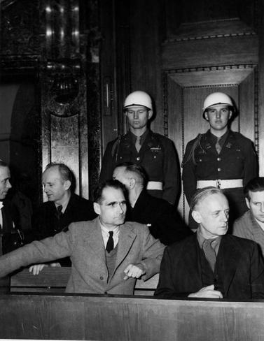 Rudolf Heß and Joachim von Ribbentrop at Nürnberg, Germany, 1946