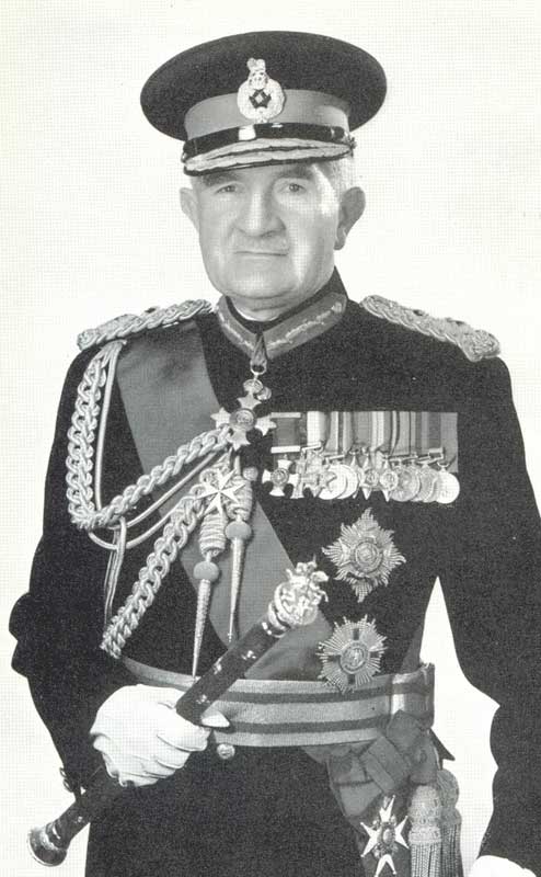 Portrait of William Slim, with full decorations and holding Field Marshal's baton, date unknown