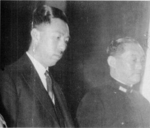 Fumimaro Konoe and Mitsumasa Yonai, Japan, circa mid to late 1945