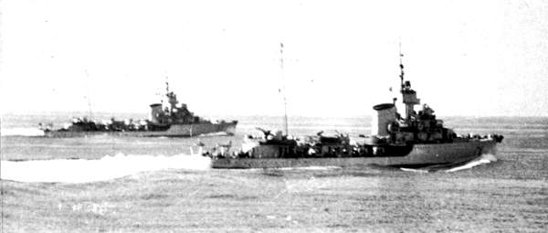 Destroyers Artigliere and Camicia Nera underway during Battle of Calabria, Ionian Sea, 9 Jul 1940