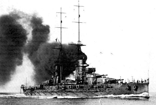 Battleship Giulio Cesare running speed trials, 1914