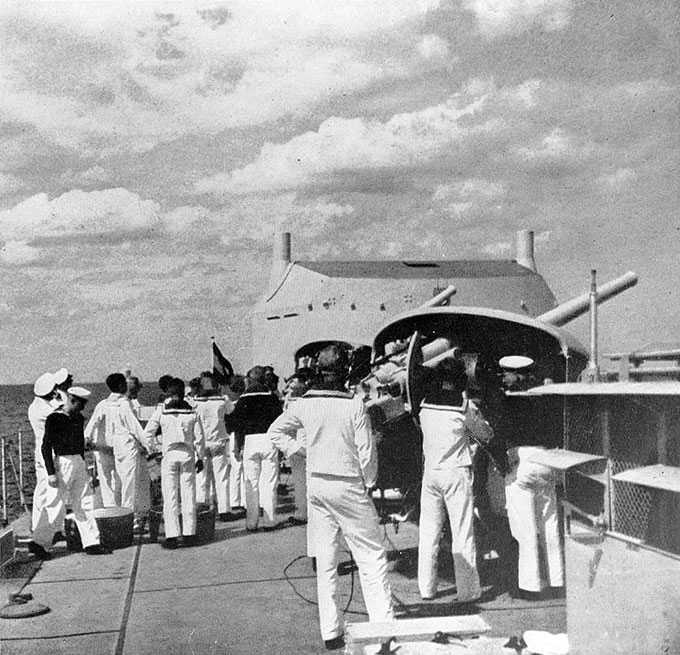 Anti-aircraft gunnery drill aboard Königsberg, circa 1931