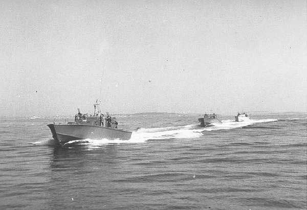 PT boats conducting training operations in Narragansett Bay, Rhode Island, United States, circa 1941-1945