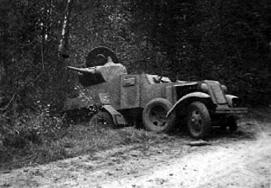 Wrecked BA-10 armored car, circa 1940s