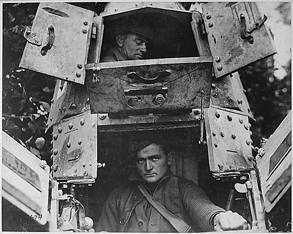 American crew of a FT-17 light tank, northwest of Verdun, France, 1918