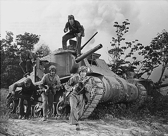 Training crew posing with their M3 medium tank at Fort Knox, Kentucky, United States, Jun 1942