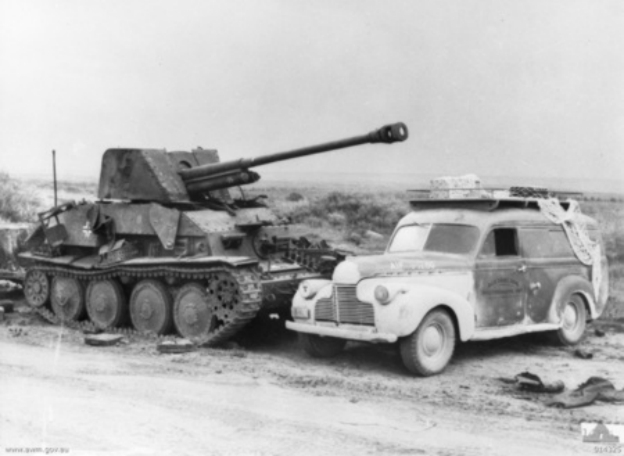 Abandoned German Marder III tank destroyer in North Africa, 9 Feb 1943, photo 1 of 2