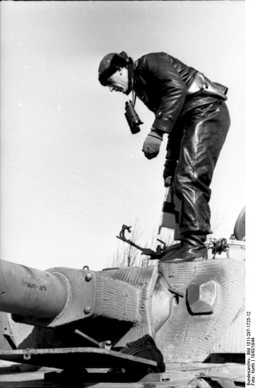 Tank commander and his Panzer IV tank of German 12th SS Panzer Division 'Hitlerjugend' in Belgium or France, 1943, photo 3 of 3