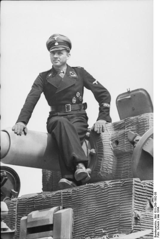 German Waffen-SS Obersturmführer Michael Wittmann on a Tiger I heavy tank, Northern France, May 1944, photo 2 of 2